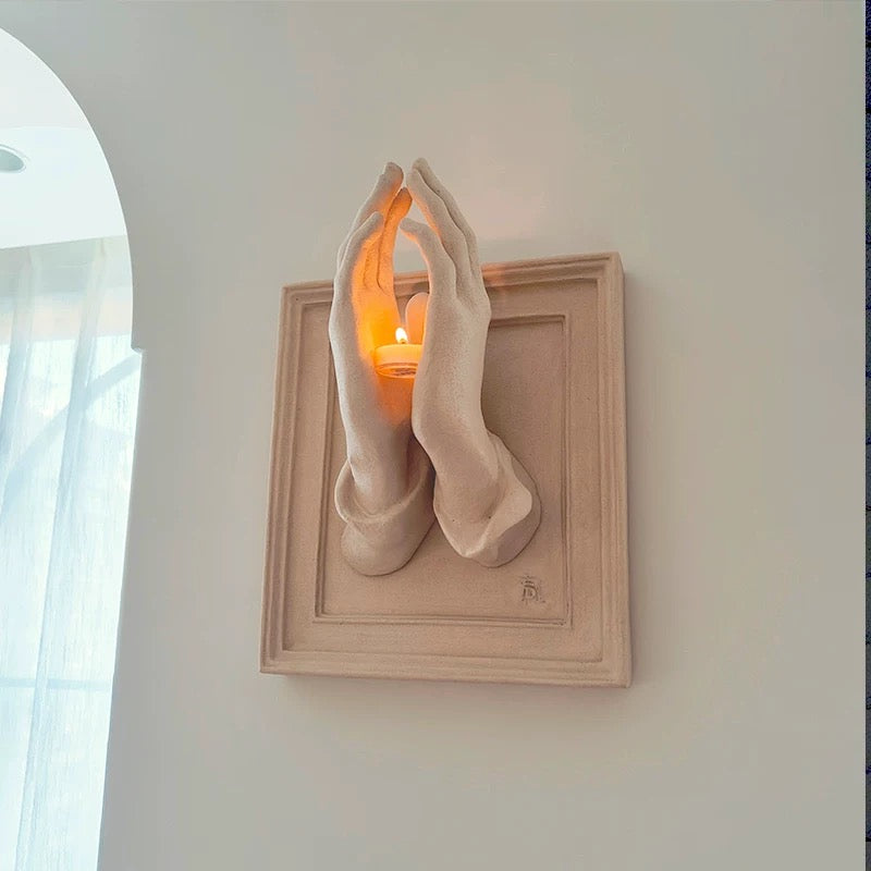 Divine Hands Sculptural Candle Holder | Luxury Wall Art Decor