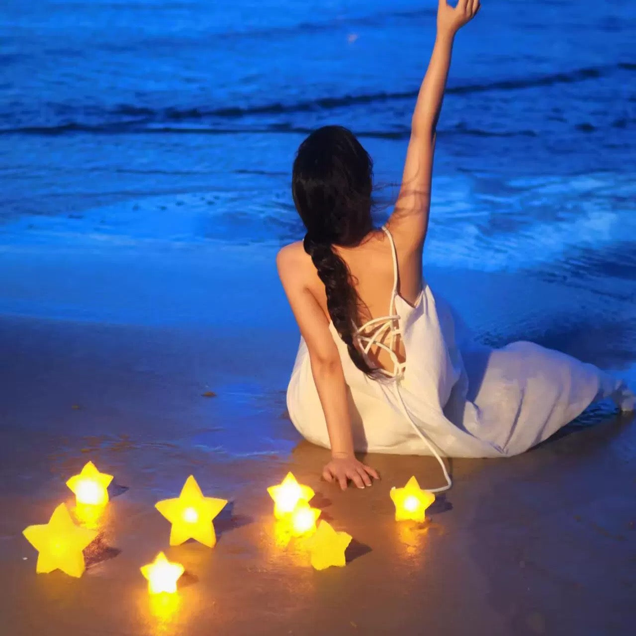 8-Piece Glowing Star Lights Set with Cotton Mesh Bag | Warm Ambient Decor(Available in two sizes)Free Handwoven Bags