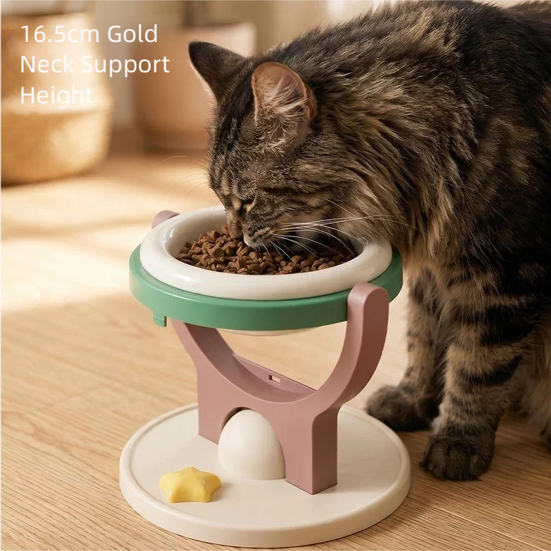 2-in-1 Wall-Mounted & Elevated Cat Bowl | Anti-Tip Ceramic Pet Feeding Bowl
