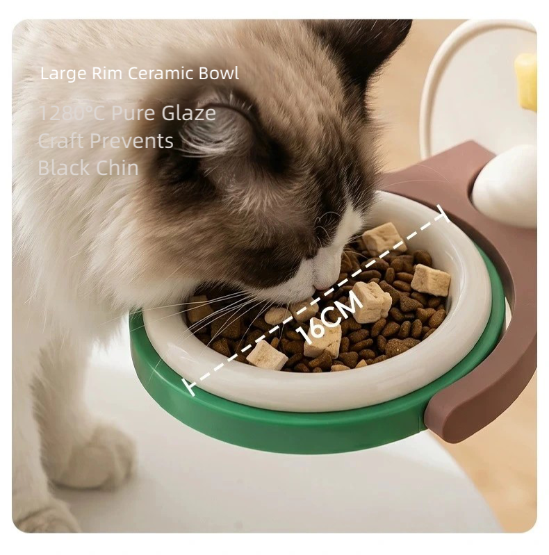 2-in-1 Wall-Mounted & Elevated Cat Bowl | Anti-Tip Ceramic Pet Feeding Bowl