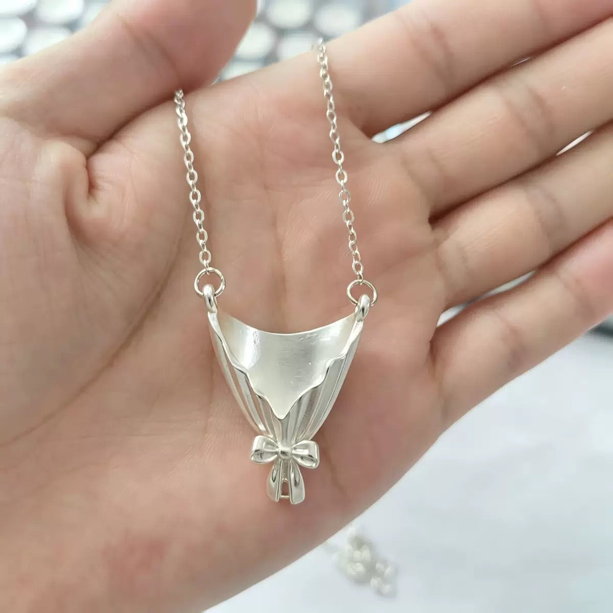 Stainless Steel Flower Bouquet Necklace (Buy One, Get One Free: One Silver, One Gold)