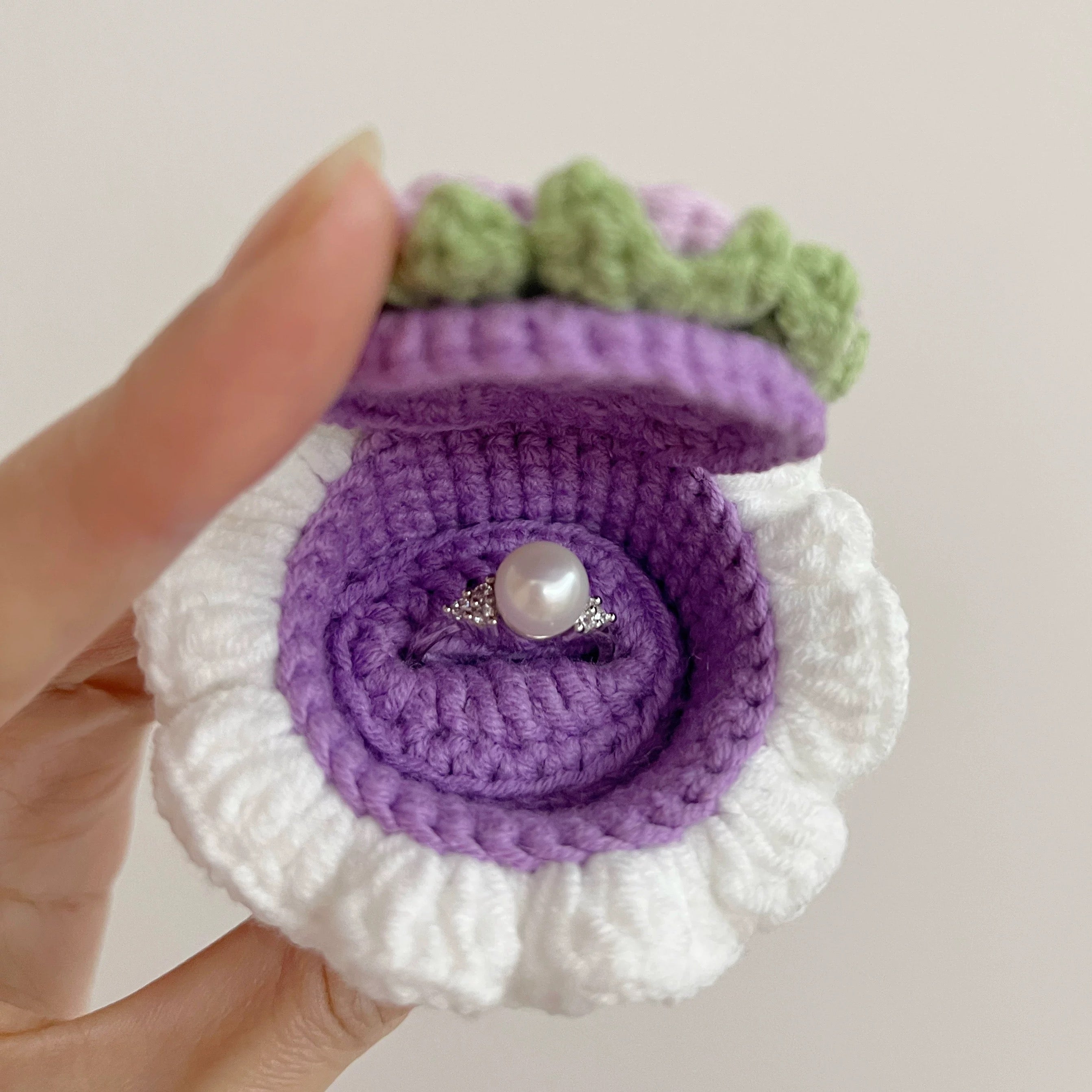 Handcrafted Crochet Flower Bouquet Ring Box – Finished Product, Not a DIY Kit