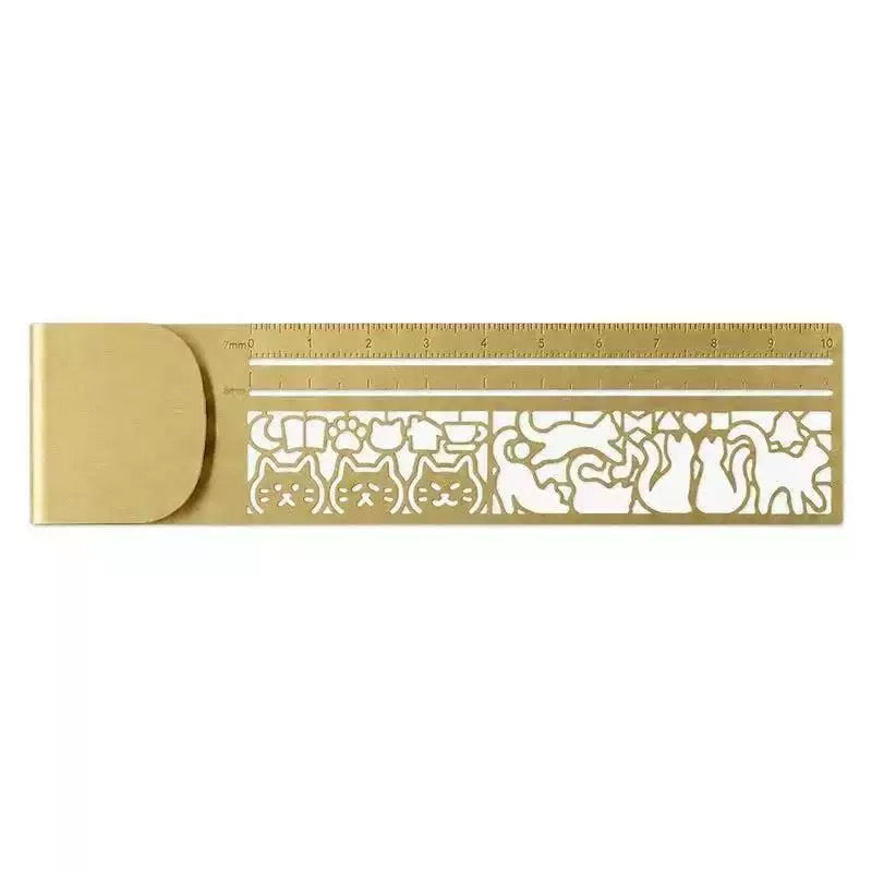 Brass Cat Stencil Ruler Gift Box
