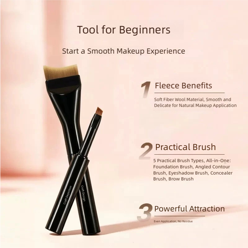 5-in-1 Portable Travel Makeup Brush Set – Multi-Functional All-in-One Beauty Tool