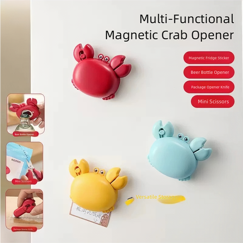 Cute Crab 3-in-1 Magnetic Tool | Mini Scissors, Bottle Opener & Package Cutter