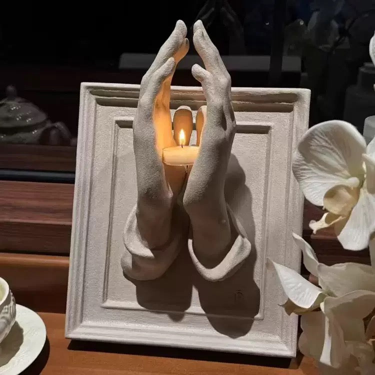 Divine Hands Sculptural Candle Holder | Luxury Wall Art Decor
