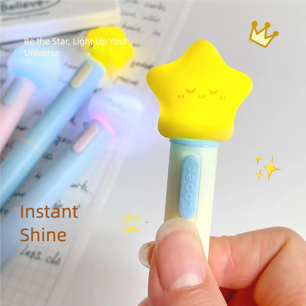 Glow-in-the-Dark Star Pens – 2 Pack with Built-In Night Light