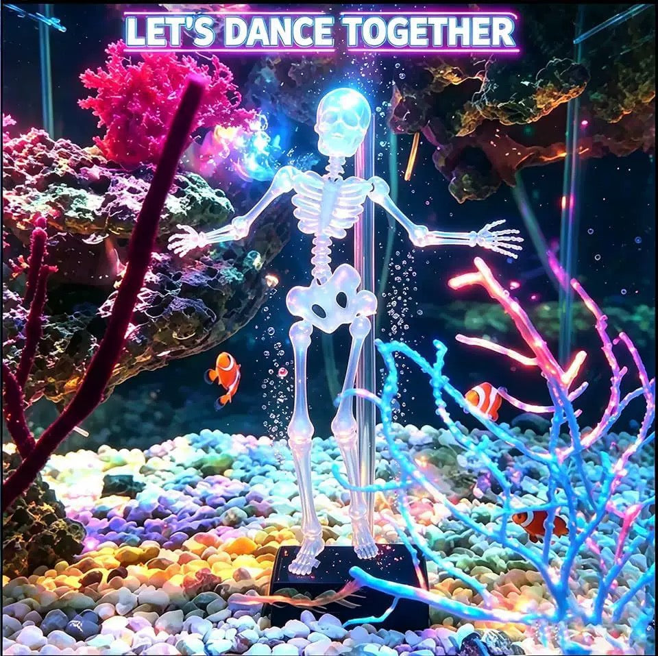 Bubble Dancing Skeleton Aquarium Ornament – Air Powered Fish Tank Decoration