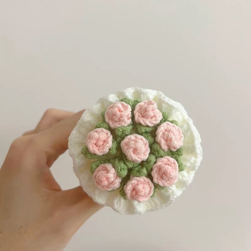 Handcrafted Crochet Flower Bouquet Ring Box – Finished Product, Not a DIY Kit