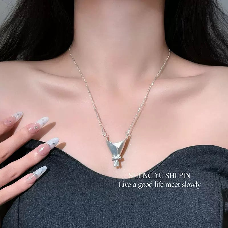 Wearable Mini Vase Jewelry Collection - Handcrafted S925 Silver Flower Holder (Brooch, Earrings, Necklace)