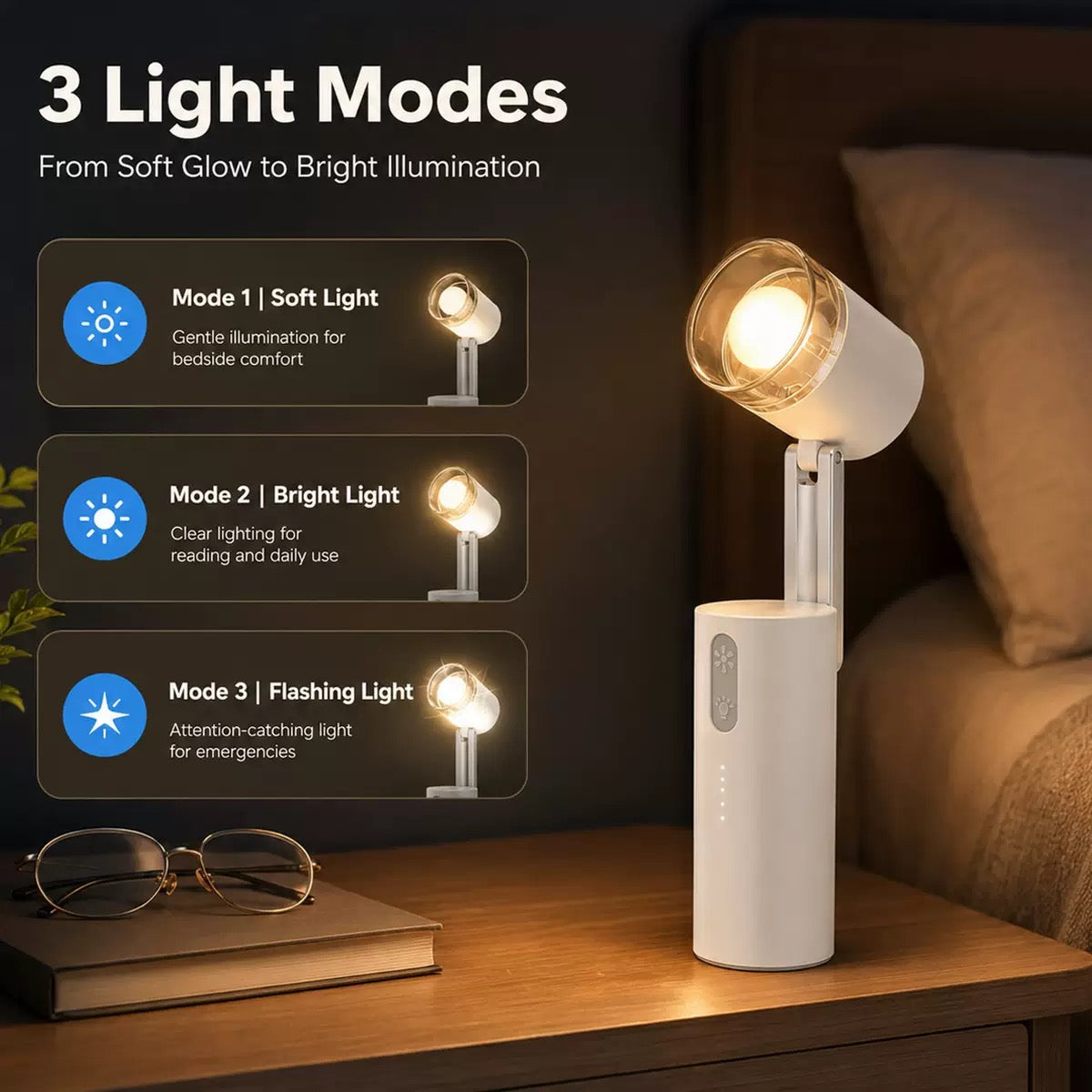 Foldable Desk Fan & LED Lamp – 2-in-1 Space Saving Desktop Essential