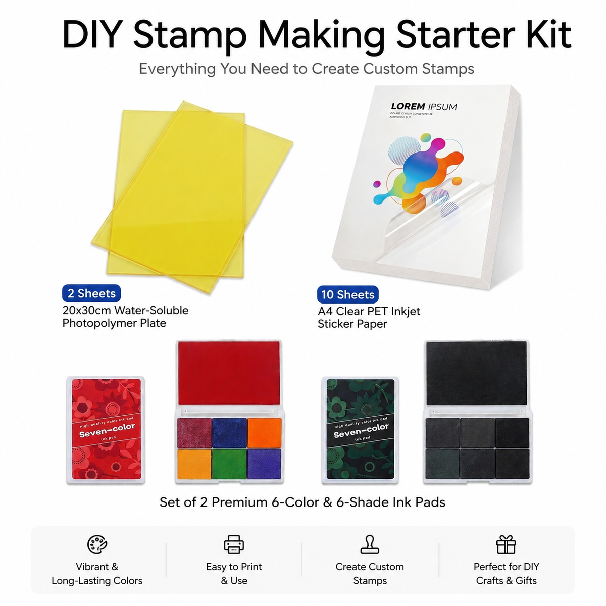 DIY Stamp Kit (No Carving Required) Free Seal Handle Included