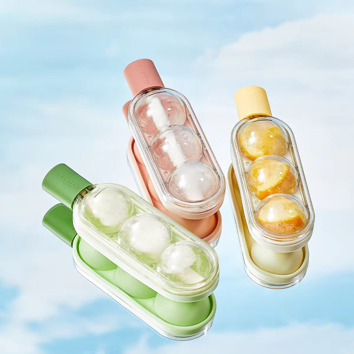 3PCS Bubble Ice Pop Mold Set with Built-in Straw