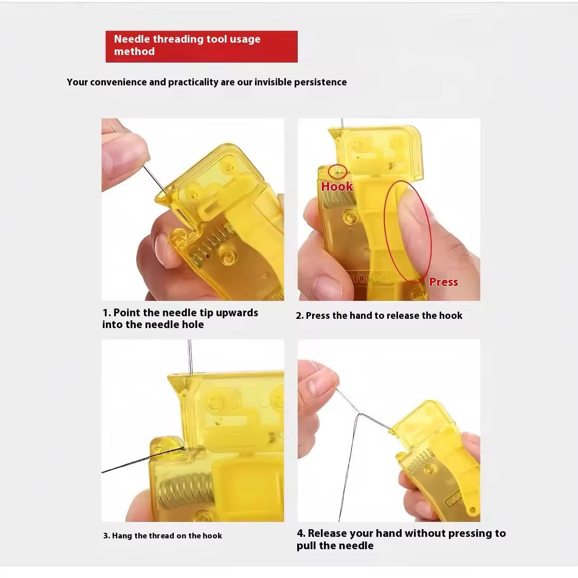 Hand Sewing Aid Set (Two Needle Threaders + Two Hand Sewing Aids)