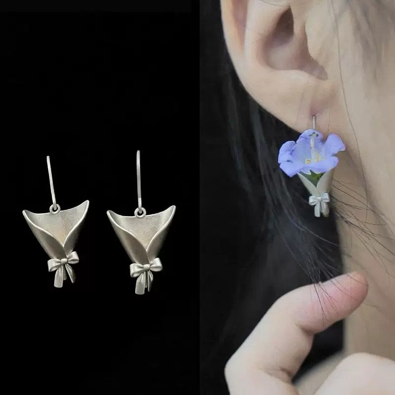 Wearable Mini Vase Jewelry Collection - Handcrafted S925 Silver Flower Holder (Brooch, Earrings, Necklace)