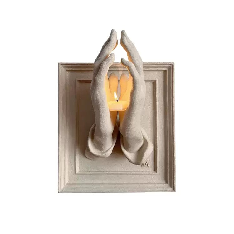 Divine Hands Sculptural Candle Holder | Luxury Wall Art Decor