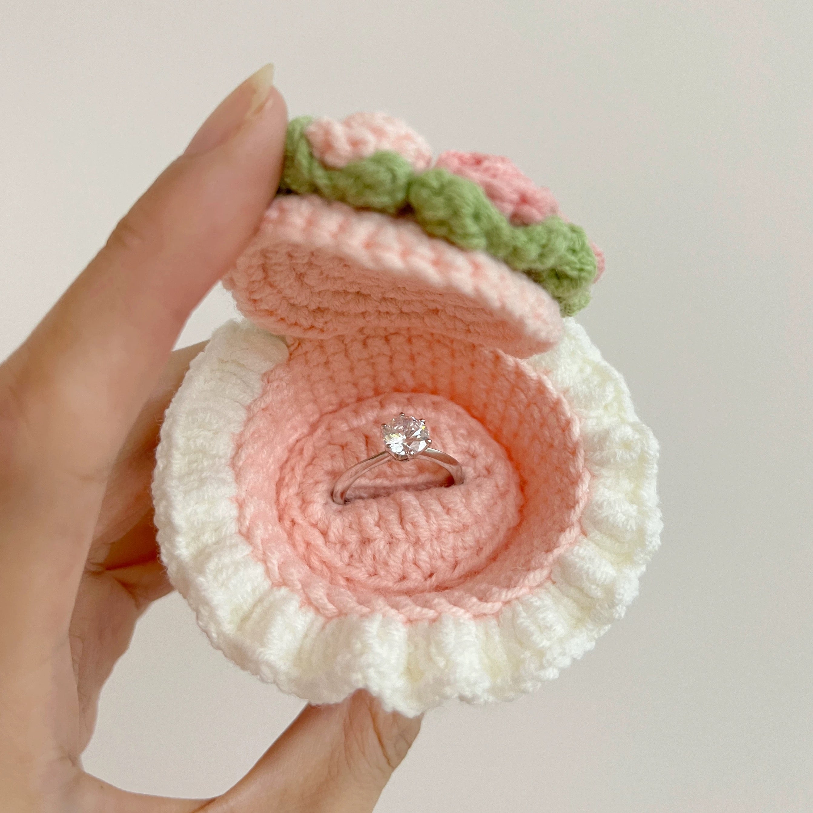 Handcrafted Crochet Flower Bouquet Ring Box – Finished Product, Not a DIY Kit