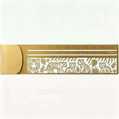 Brass Cat Stencil Ruler Gift Box