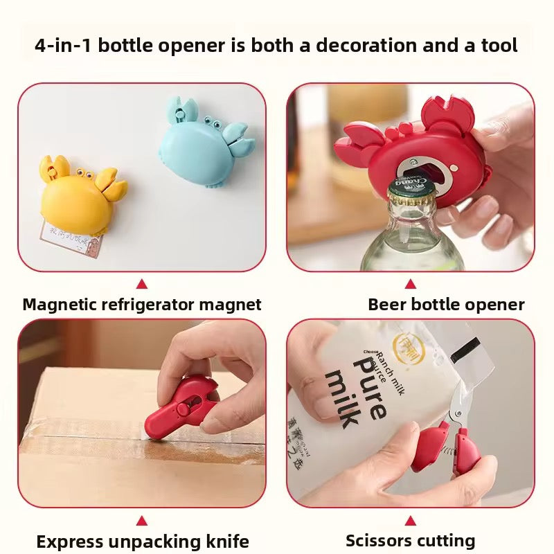 Cute Crab 3-in-1 Magnetic Tool | Mini Scissors, Bottle Opener & Package Cutter
