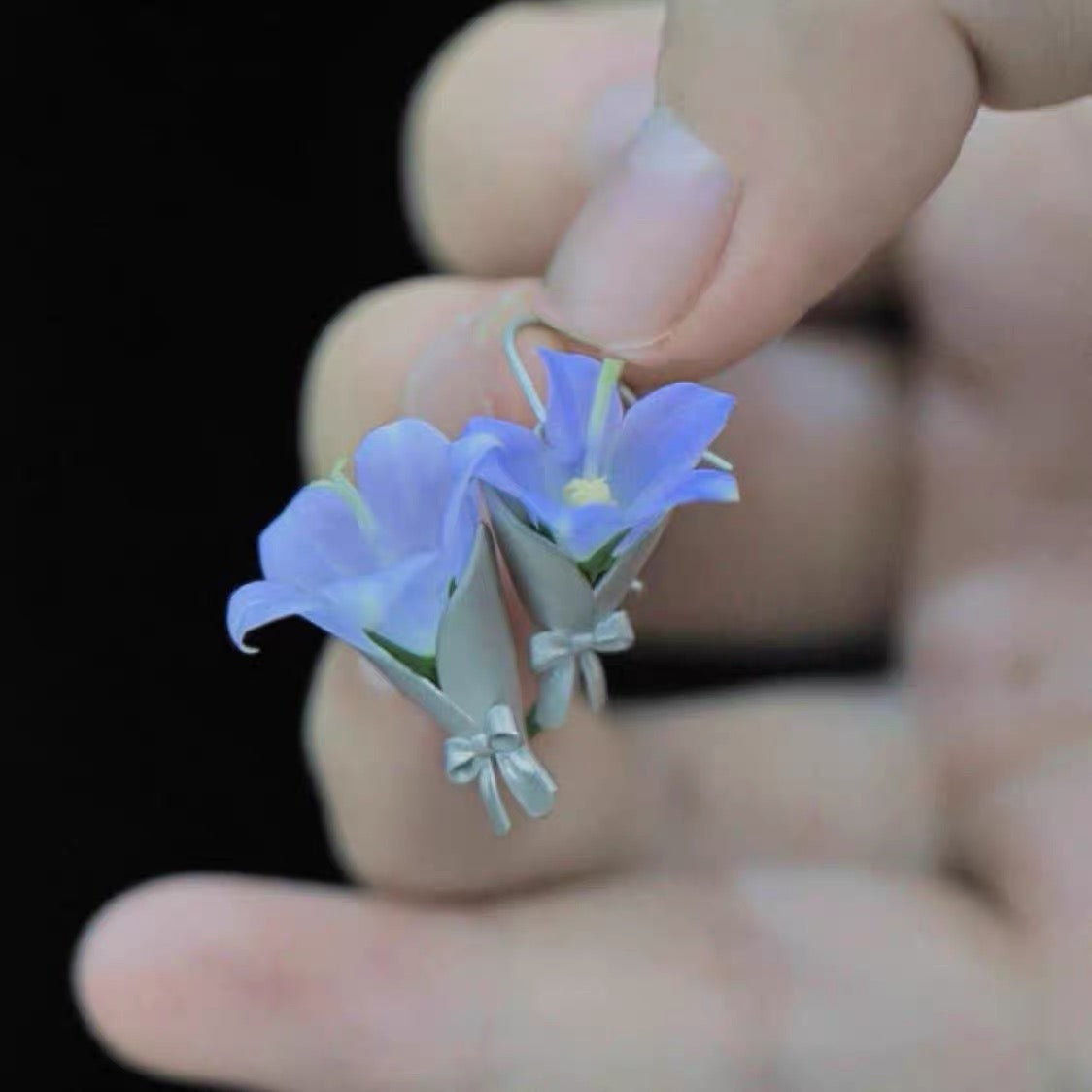 Bouquet Earrings Anti-Allergy Silver Jewelry (one free bouquet necklace)