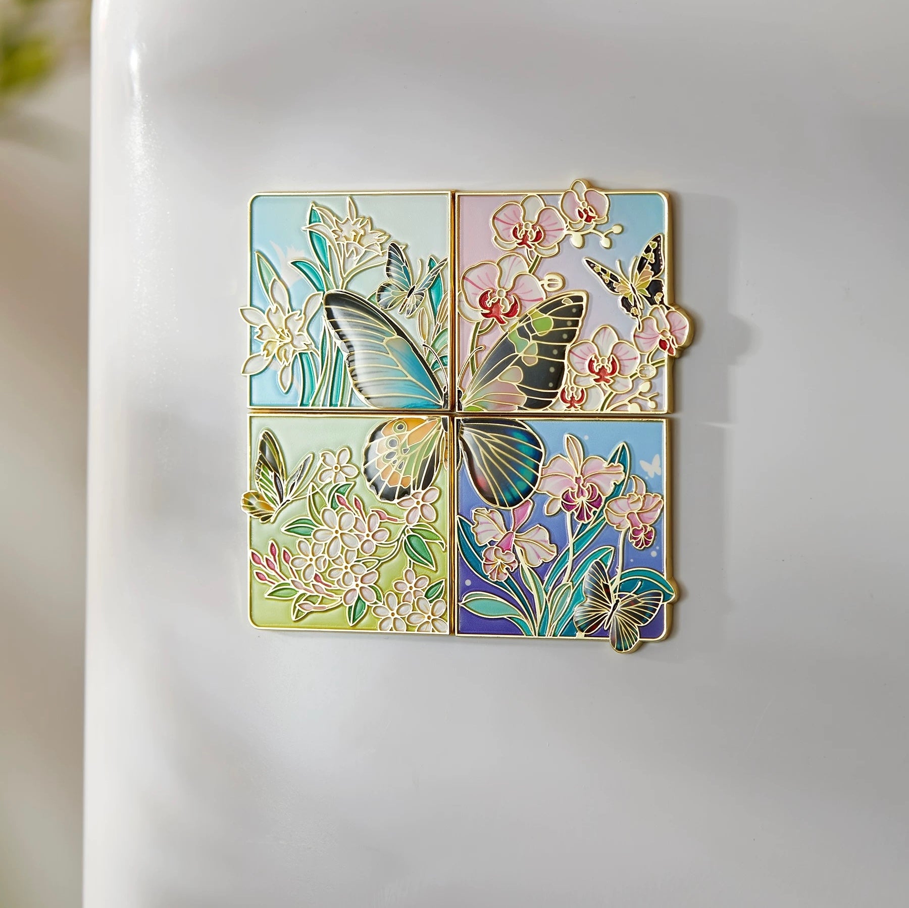 Handmade Glow-in-the-Dark Butterfly Fridge Stickers(Set of 4)