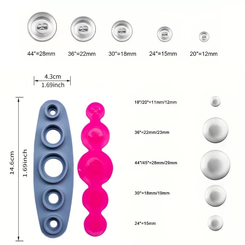 DIY Fabric Button Kit – 150pcs Button Maker Set with 5 Sizes + 100 Patterned Fabrics