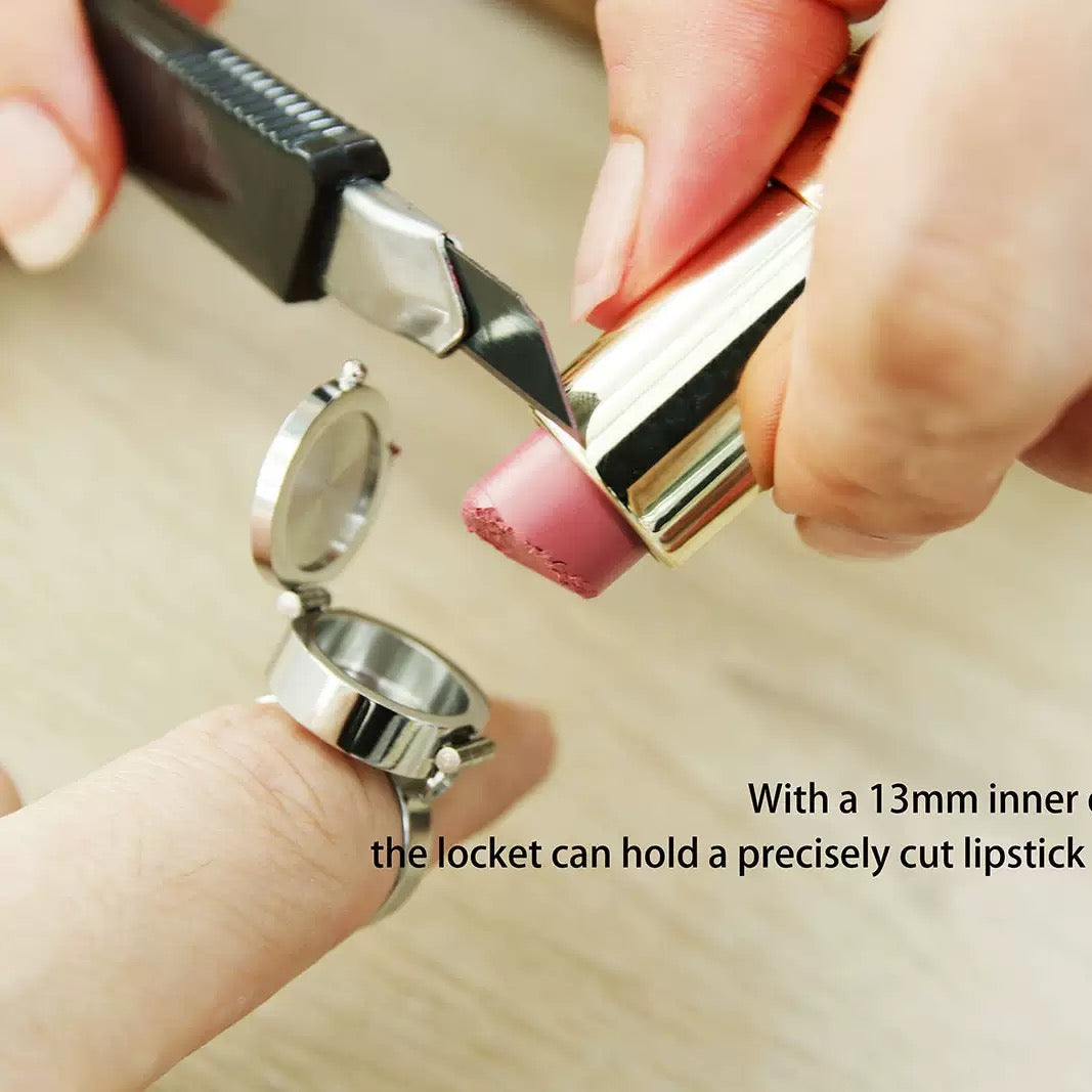 Lip Balm Ring – Portable Lipstick Storage Ring | Hidden Refillable Makeup Jewelry