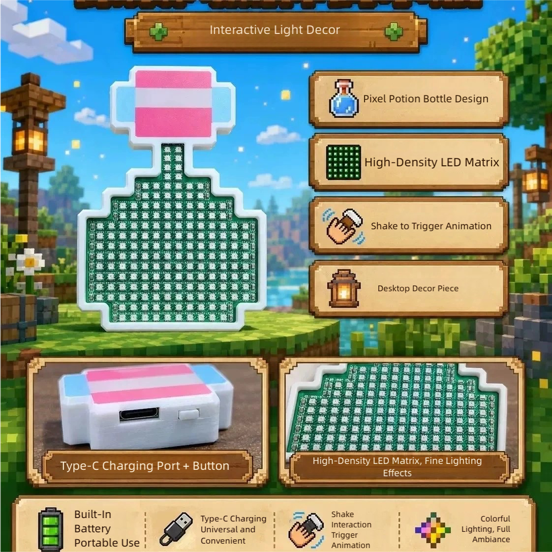Minecraft Magic Potion Pixel Light（Free shipping, no customs duties）