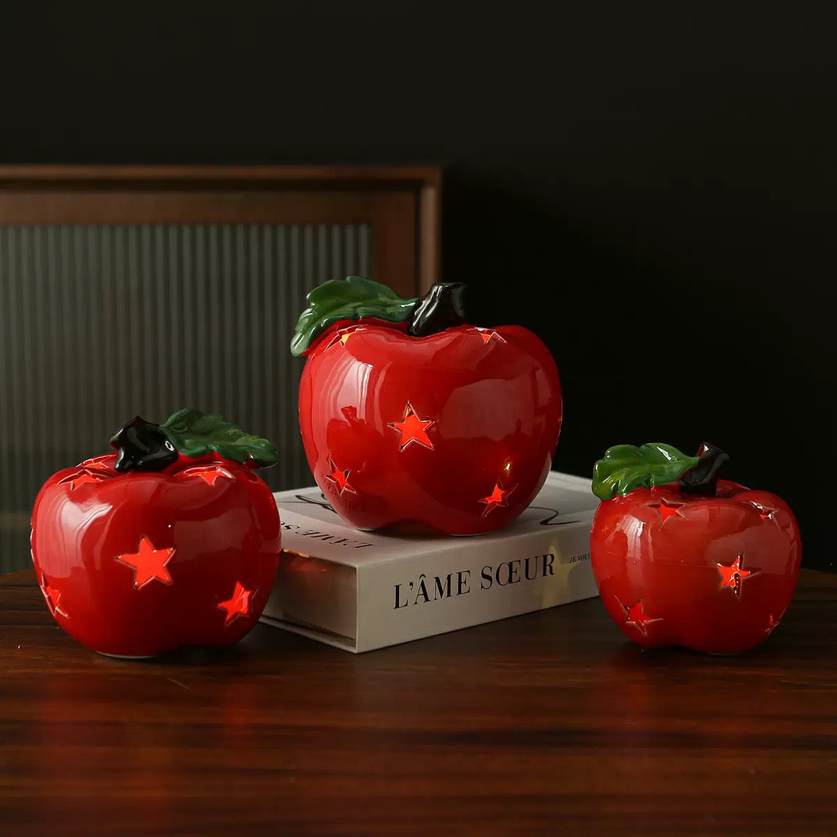 Ceramic Apple Star Projection Light – Christmas Decorative Lamp