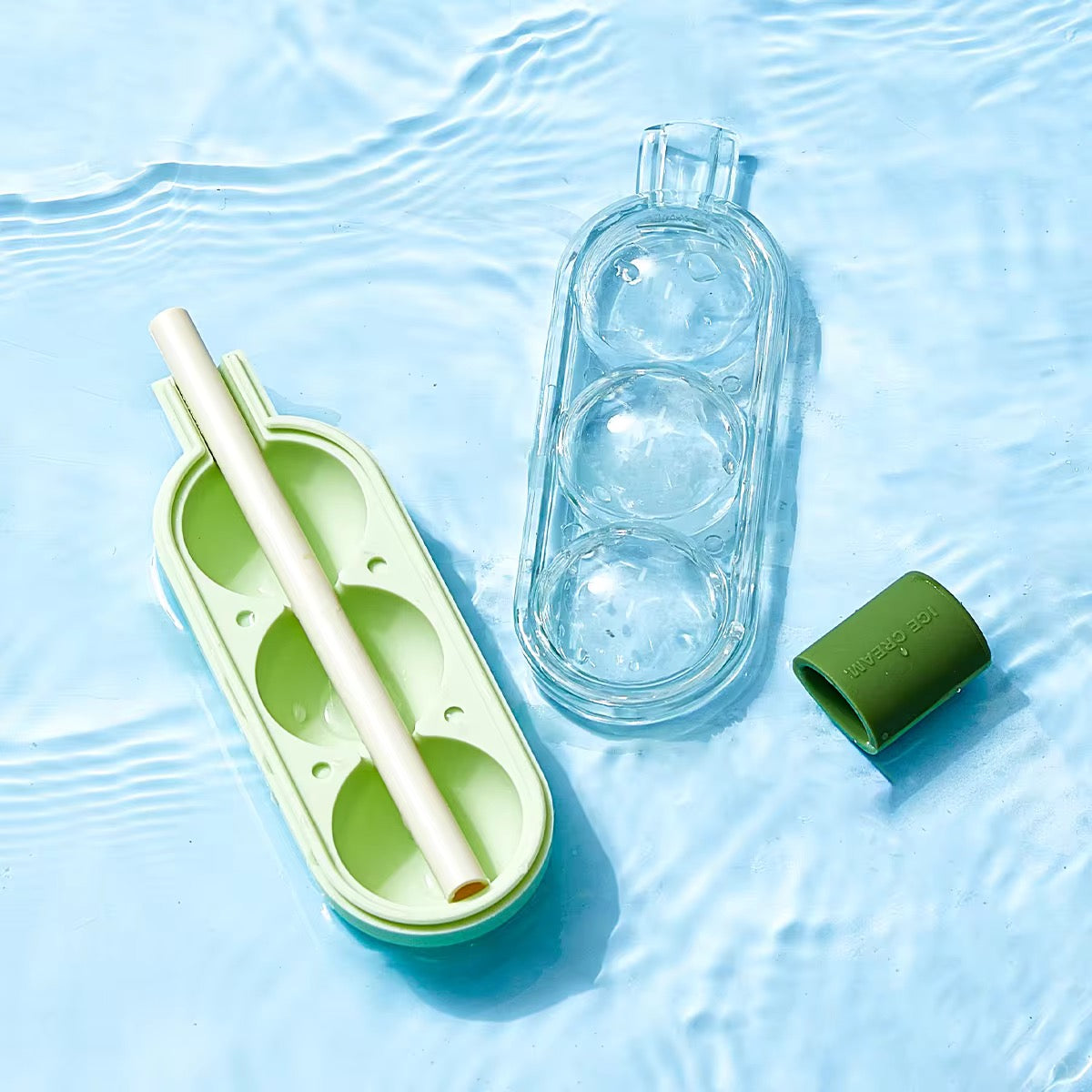 3PCS Bubble Ice Pop Mold Set with Built-in Straw