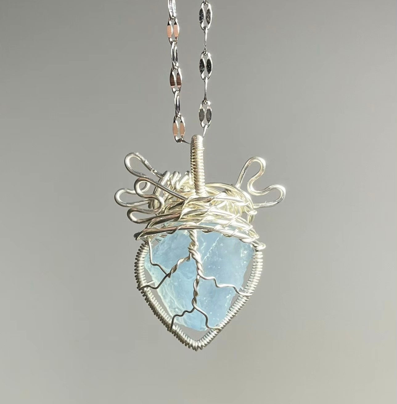 Handmade Anatomical Beating Heart Pendant - Wire Wrapped Natural Crystal Necklace