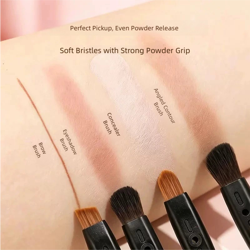 5-in-1 Portable Travel Makeup Brush Set – Multi-Functional All-in-One Beauty Tool