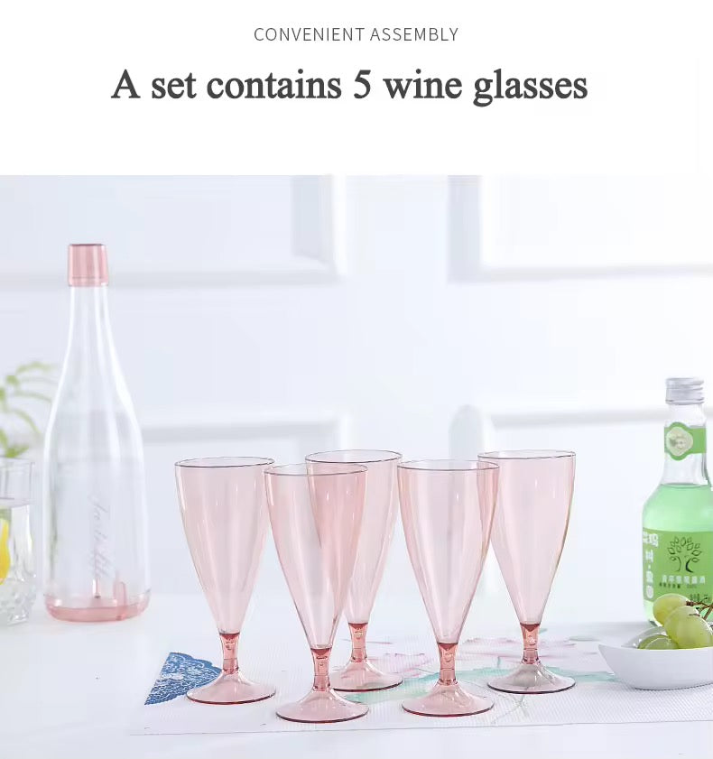 Portable 5-in-1 Champagne Flute Set - Creative Wine Bottle Shape Storage