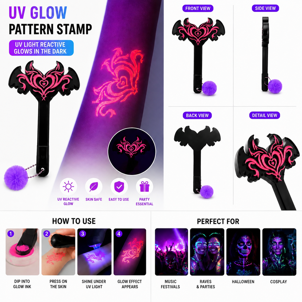 UV Glow Tattoo Stamp Set