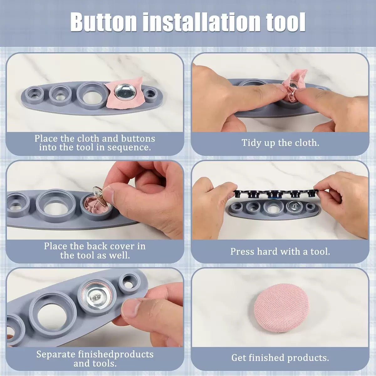 DIY Fabric Button Kit – 150pcs Button Maker Set with 5 Sizes + 100 Patterned Fabrics