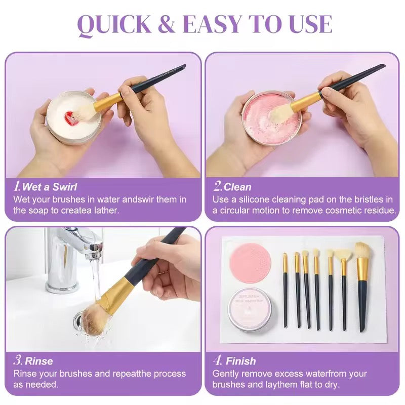 Solid cleansing soap, specially designed for cleaning makeup brushes and beauty tools(Buy one, get one free)