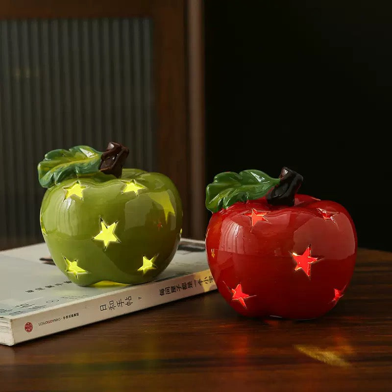 Ceramic Apple Star Projection Light – Christmas Decorative Lamp
