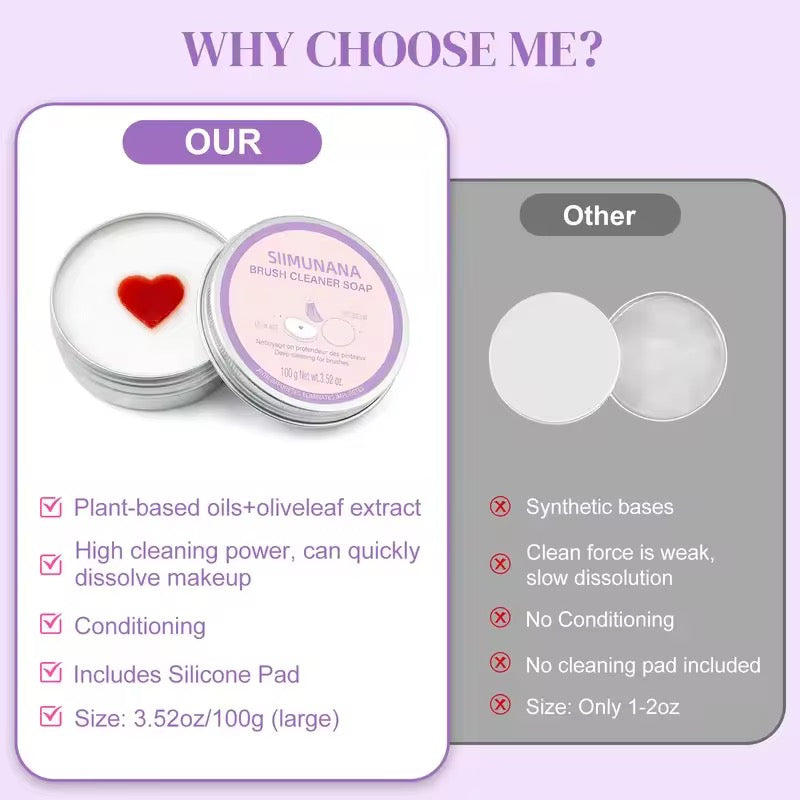 Solid cleansing soap, specially designed for cleaning makeup brushes and beauty tools(Buy one, get one free)