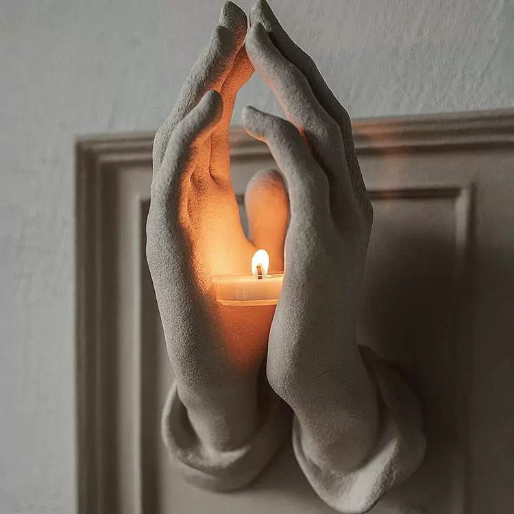 Divine Hands Sculptural Candle Holder | Luxury Wall Art Decor