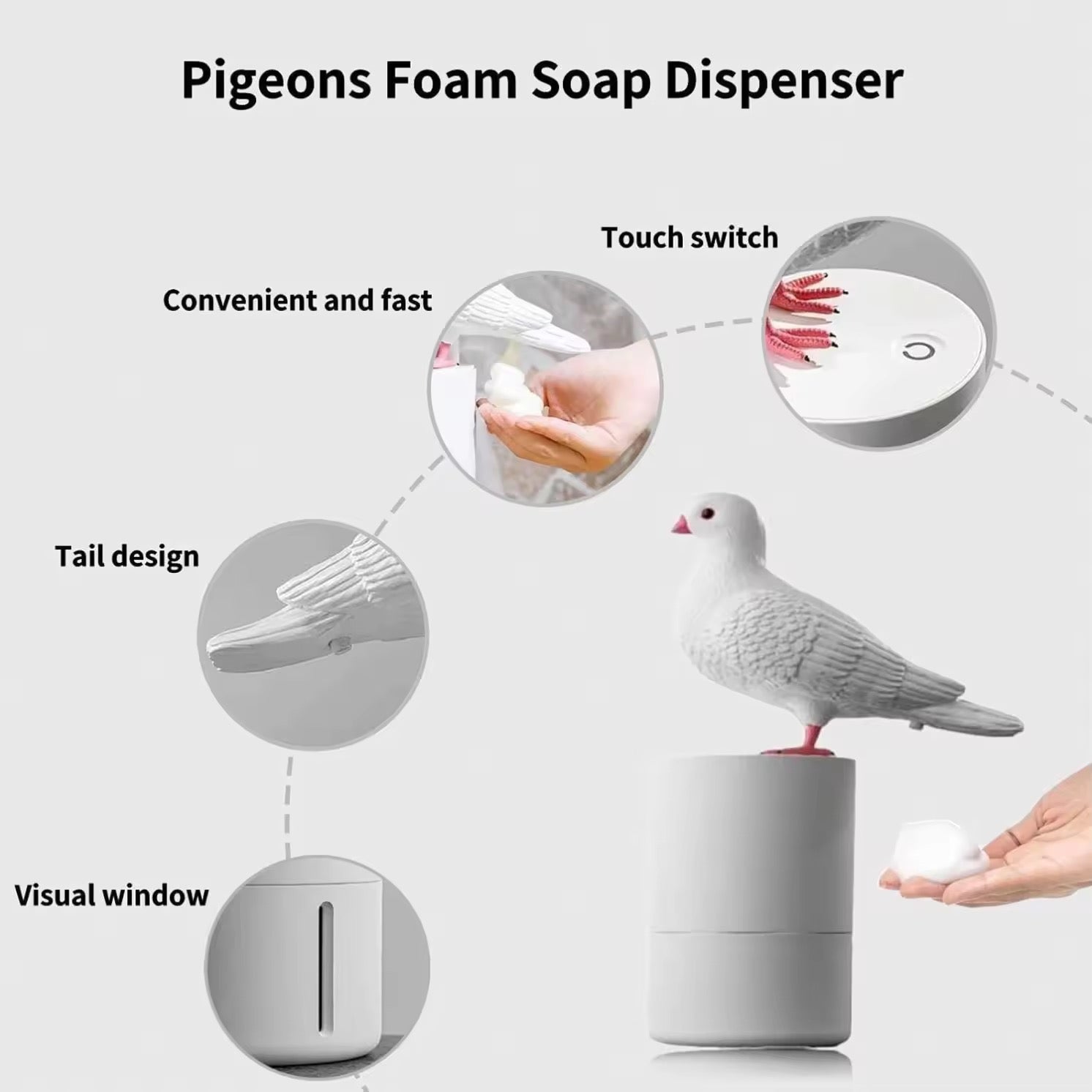 Automatic Bird Soap Dispenser – Touchless Dove Design Foam Soap Pump for Kitchen & Bathroom