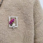 Monet's Garden Oil Painting-Inspired Flower Necklace Brooch