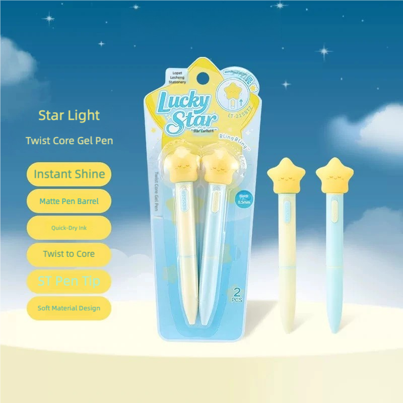 Glow-in-the-Dark Star Pens – 2 Pack with Built-In Night Light