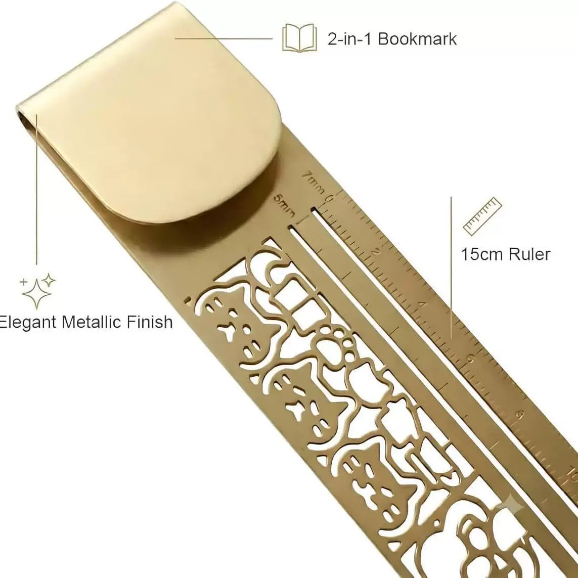 Brass Cat Stencil Ruler Gift Box