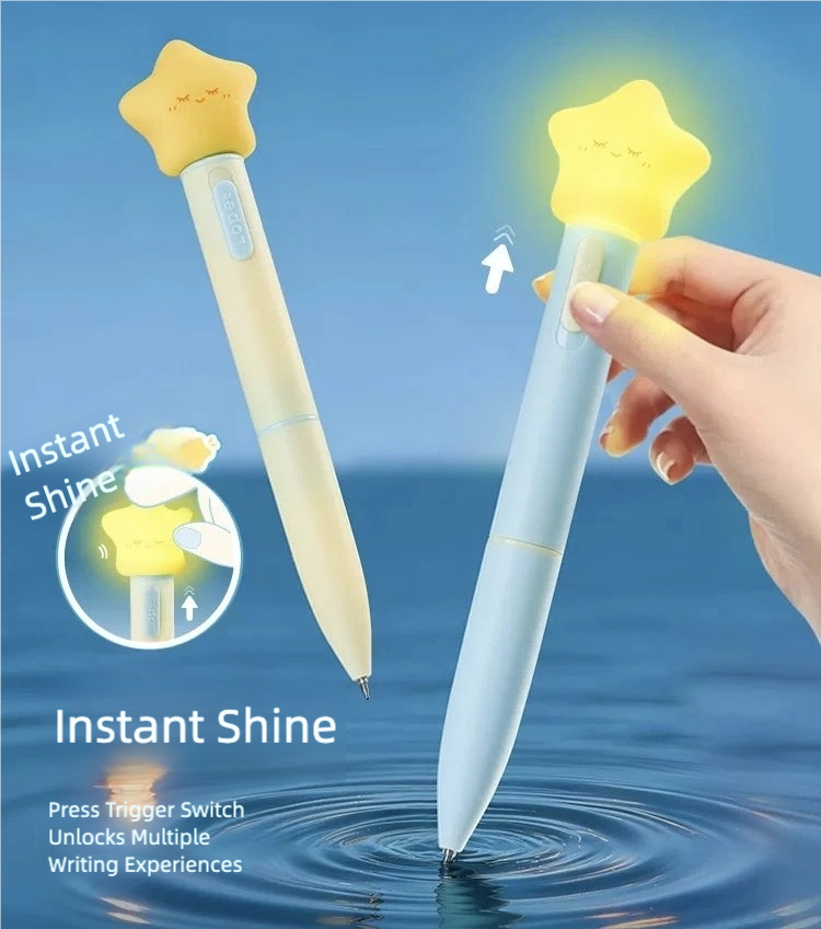 Glow-in-the-Dark Star Pens – 2 Pack with Built-In Night Light