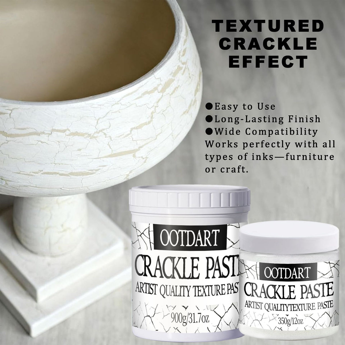 Crackle Paste – Textured Crackle Effect Medium for DIY & Art Projects350g