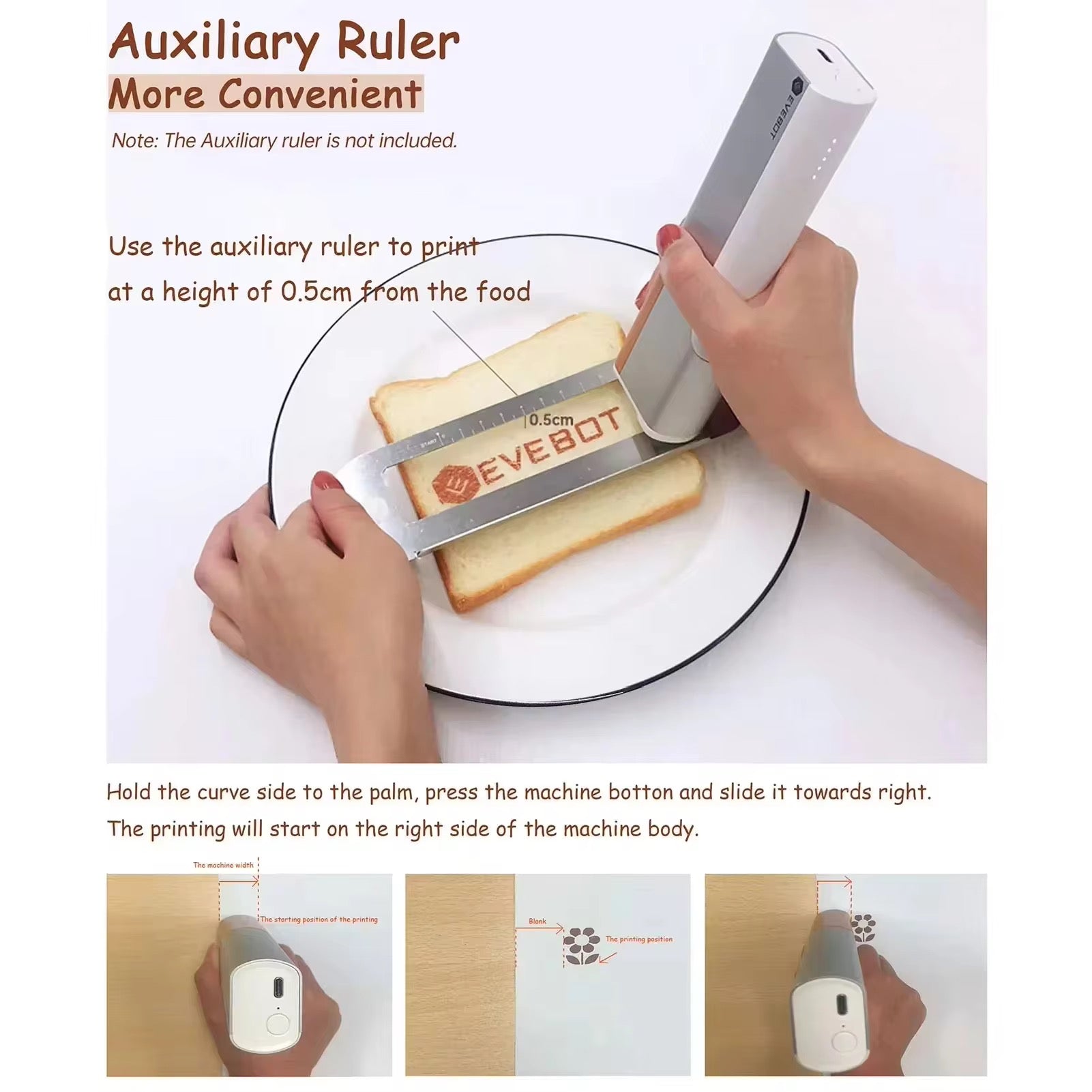 Handheld Food Printer + Edible Ink（One bottle of ink can print 2,000 times）