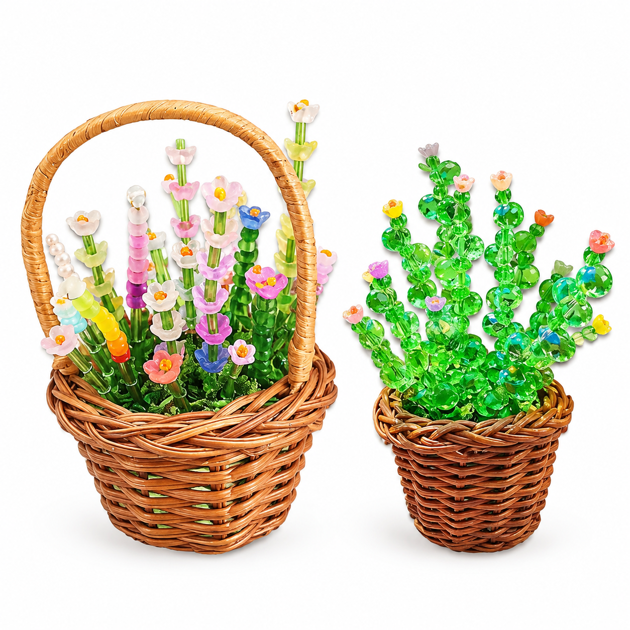 DIY Glass Flower Basket Kit with 1,030+ Beads – Complete Handmade Flower Making Craft Set