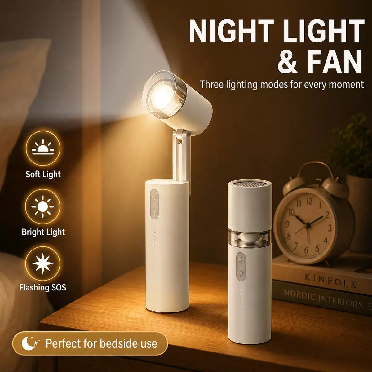 Foldable Desk Fan & LED Lamp – 2-in-1 Space Saving Desktop Essential