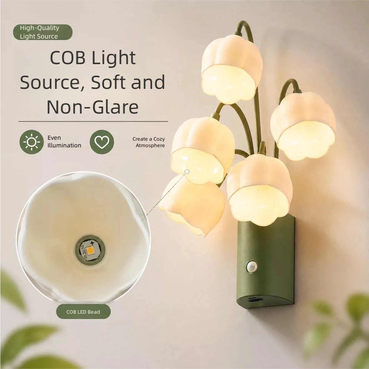USB-Charging Magnetic Lily-of-the-Valley Automatic Sensor Wall Light