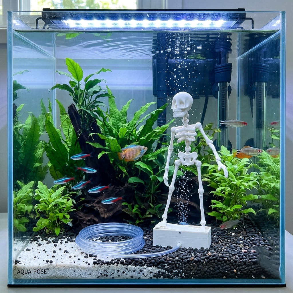 Bubble Dancing Skeleton Aquarium Ornament – Air Powered Fish Tank Decoration